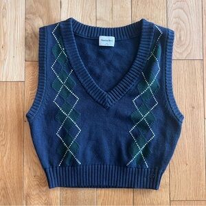Sunday Best Aritzia Womens Dark Blue Sweater Vest Cropped Preppy Organic XXS